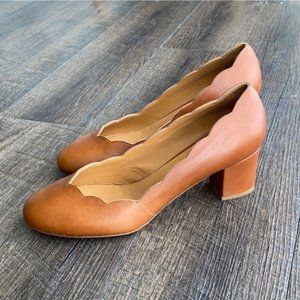 Sezane Scalloped Leather Pumps NEW Sz 5
